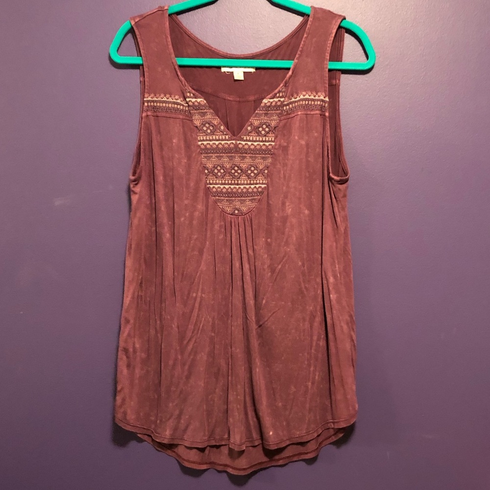 Knox Rose Distressed Purple Sleeveless Top